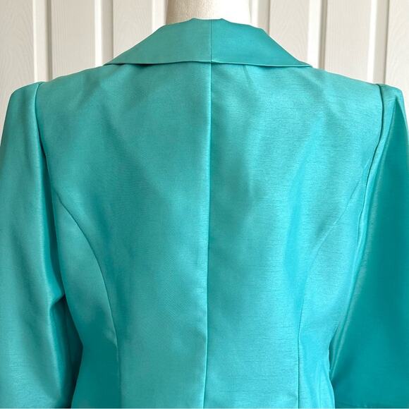 Dana Kay Blazer Jacket Dressy Formal Teal Blue Embellished 3/4 Sleeve Size 10 - Picture 6 of 12